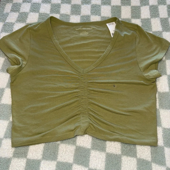 aerie Tops - American Eagle Light Green Crop Top Tee Ruched
Front size Large NWT